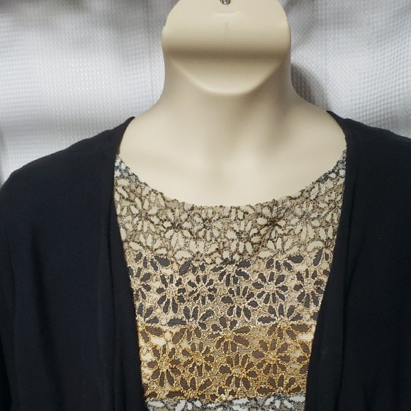 a.n.a . Black Women's Sweater; Open Waterfall Front; Soft & Comfy.  EUC  Size 2X - Picture 3 of 16